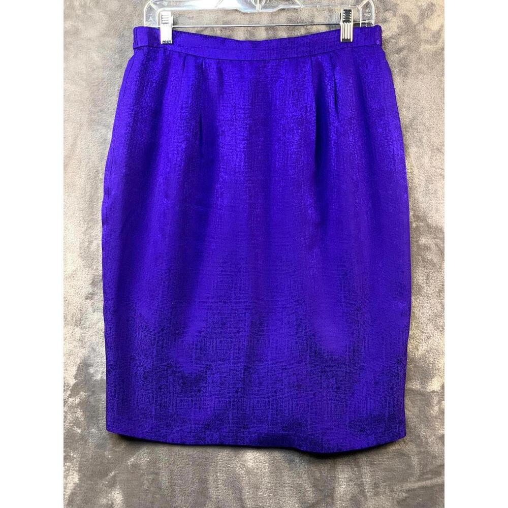 Vintage Silk Purple Textured Pencil Skirt for Women